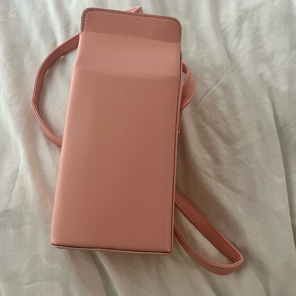 Strawberry pink milk box crossbody niche purse bag women's new without tags - Picture 3 of 8